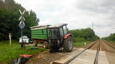 Az MTZ 820 traktor az ütközés után